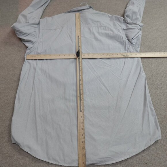 ExOfficio Shirt Large Gray Tab Sleeves Snap Front Insect Shield Vented Nylon - Picture 5 of 14